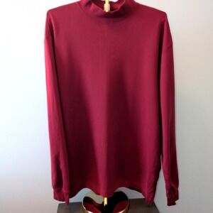 Bullock & Jones Sweatshirt Mens XL Burgundy Pima Cotton Mock Neck Peru Luxury